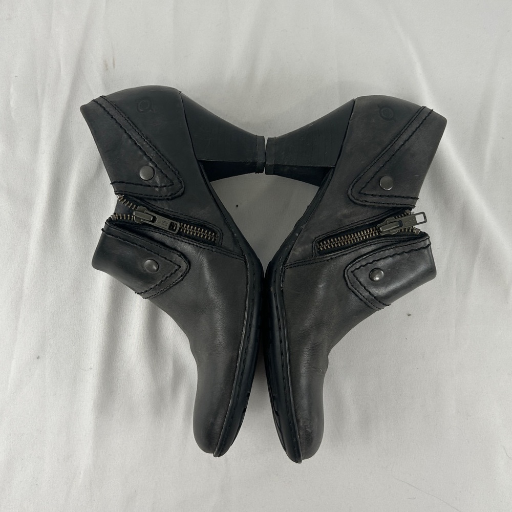 Born Black Genuine Heeled Booties with Fold & Zipper Design - Picture 6 of 8